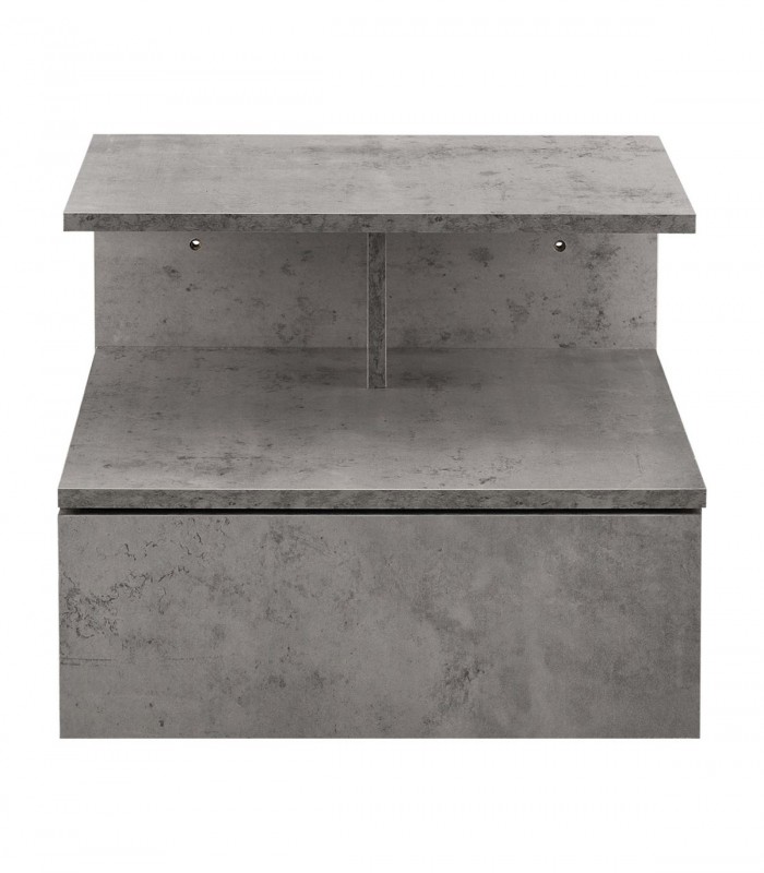 Noptiera montabila pe perete, un sertar,  o polita, 40x35x31 cm, PAL,  aspect gri beton