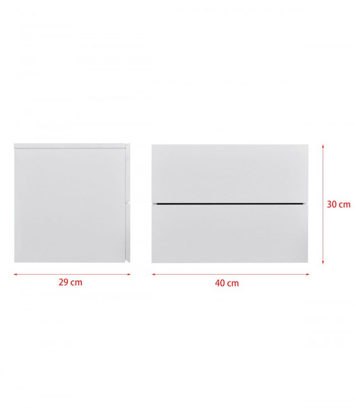 Noptiera montabila pe perete, 2 sertare, 40x29x30 cm, PAL, alb