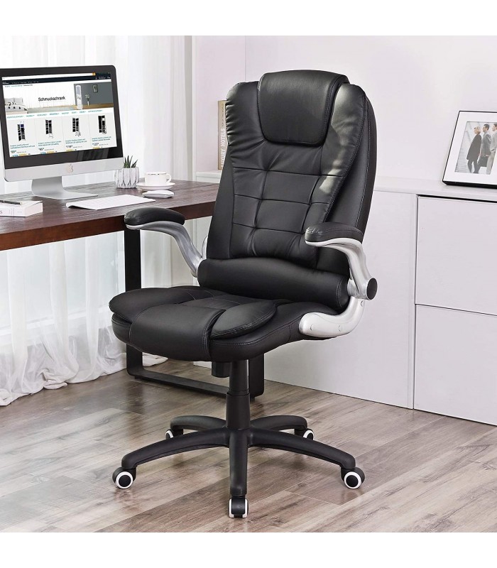 Scaun birou directorial/Scaun Gaming, Piele sintetica, Negru