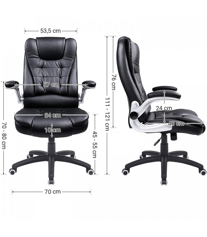 Scaun birou directorial/Scaun Gaming, Piele sintetica, Negru