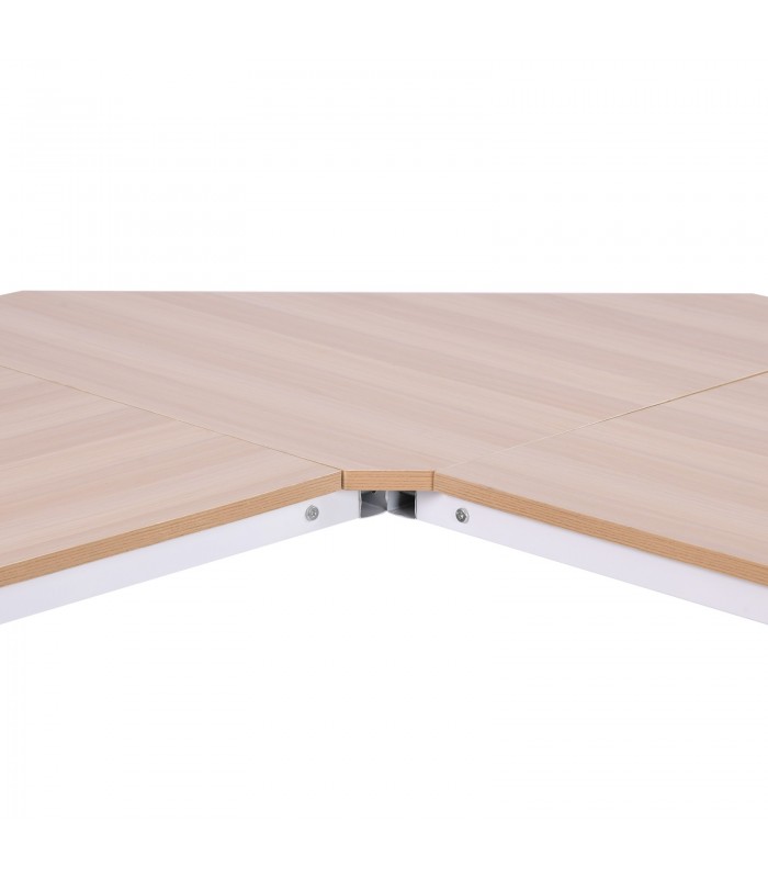 Birou pe colt, MDF, Alb+natur