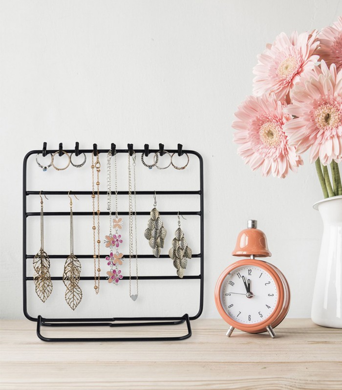 Organizator/suport pentru bijuterii, cercei, bratari, bijuterii, Negru, 20 x 10 x 21 cm