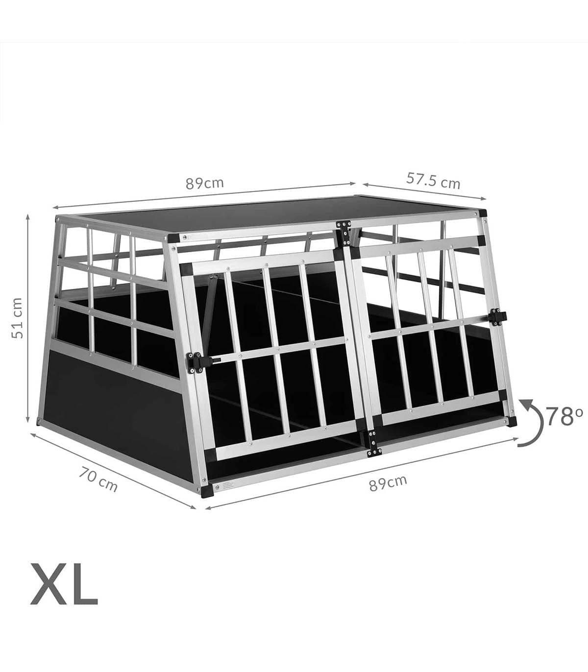 Cusca/cutie transport caini XL, Aluminiu, 89 x 70 x 51 cm