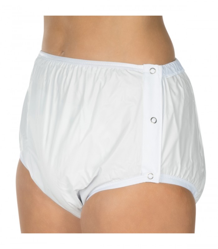 Chilot incontinenta nivel 4/5, Suprima, Unisex, PVC/Poliester, Alb, Mar 44, cu capse laterale