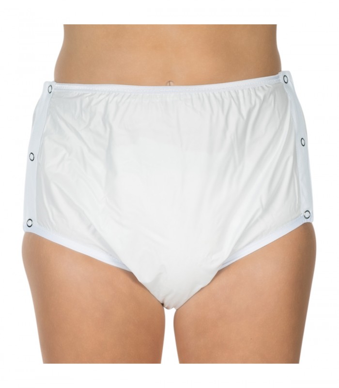 Chilot incontinenta nivel 4/5, Suprima, Unisex, PVC/Poliester, Alb, Mar 50, cu capse laterale