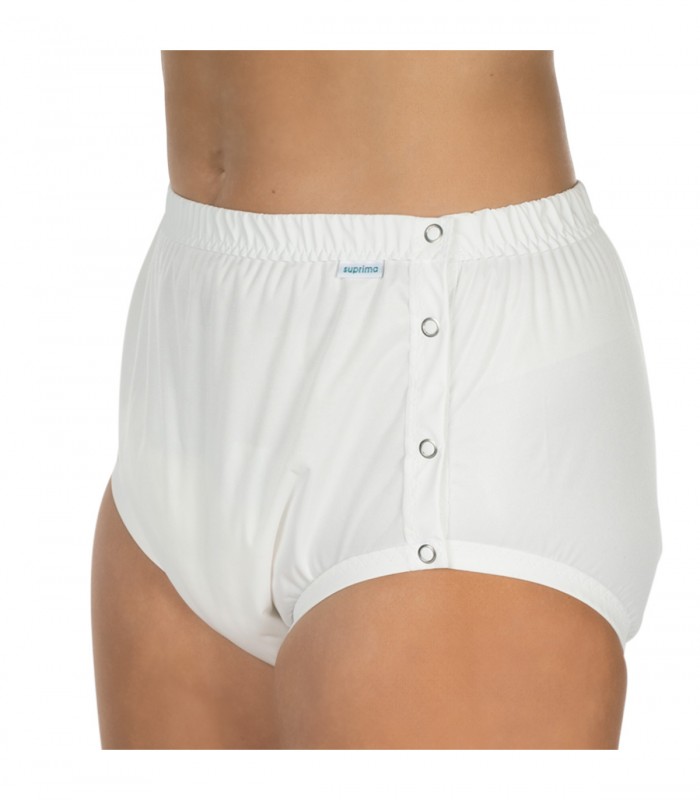 Chilot incontinenta nivel 4/5, Suprima, Unisex, Poliester, Alb, Mar L, cu capse laterale