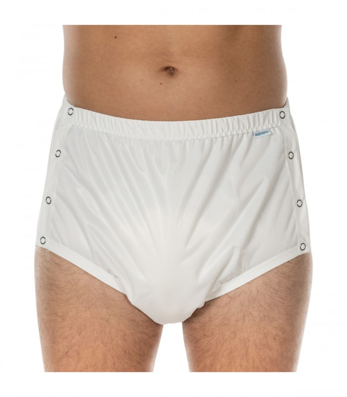 Chilot incontinenta nivel 4/5, Suprima, Unisex, Poliester, Alb, Mar L, cu capse laterale