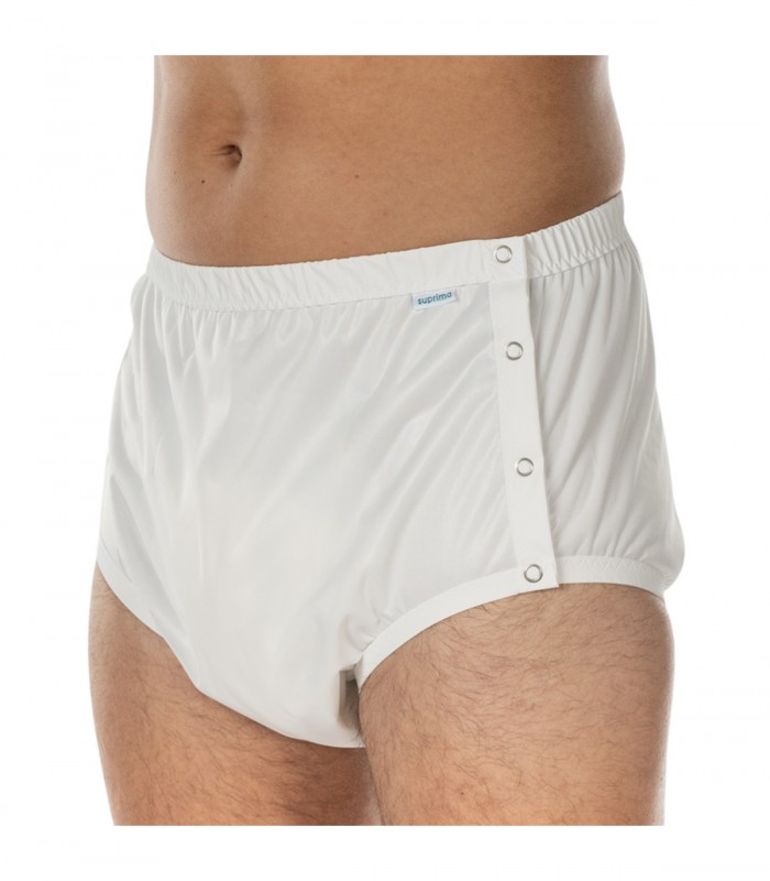 Chilot incontinenta nivel 4/5, Suprima, Unisex, Poliester, Alb, Mar L, cu capse laterale