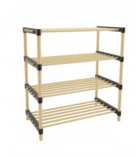 Raft pentru pantofi cu 4 polite, lemn de pin natur, 76 x 28 x 62.5 cm