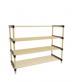 Raft pentru pantofi cu 4 polite, lemn de pin natur, 56 x 28 x 62.5 cm