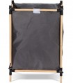 Cos pentru rufe  textil cu cadru din lemn de pin natur , Gri inchis, 52x28x75 cm