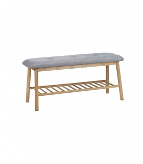 RESIGILAT  Banca tapitata cu structura de bambus si suport pentru pantofi