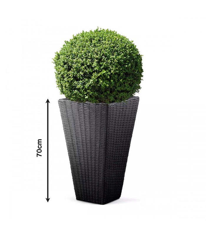 Ghiveci flori fara masca interioara , Aspect modern ratan, plastic, Antracit, 59l L, 40x40x70cm