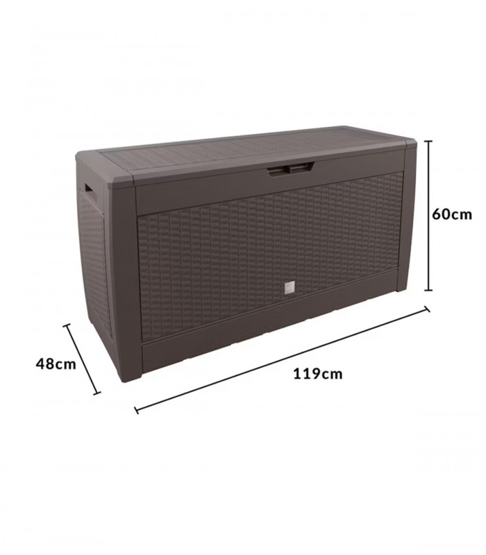 Banca/cutie cu spatiu depozitare cu roti 310 L Rato, Maro, 119 x 48 x 60 cm
