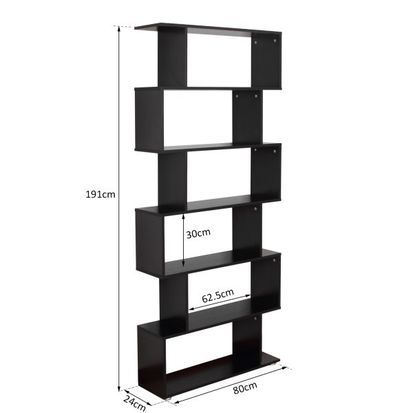 Raft pentru perete forma S cu 6 etajere, Negru Biblioteci pret redus imagine 2022 5