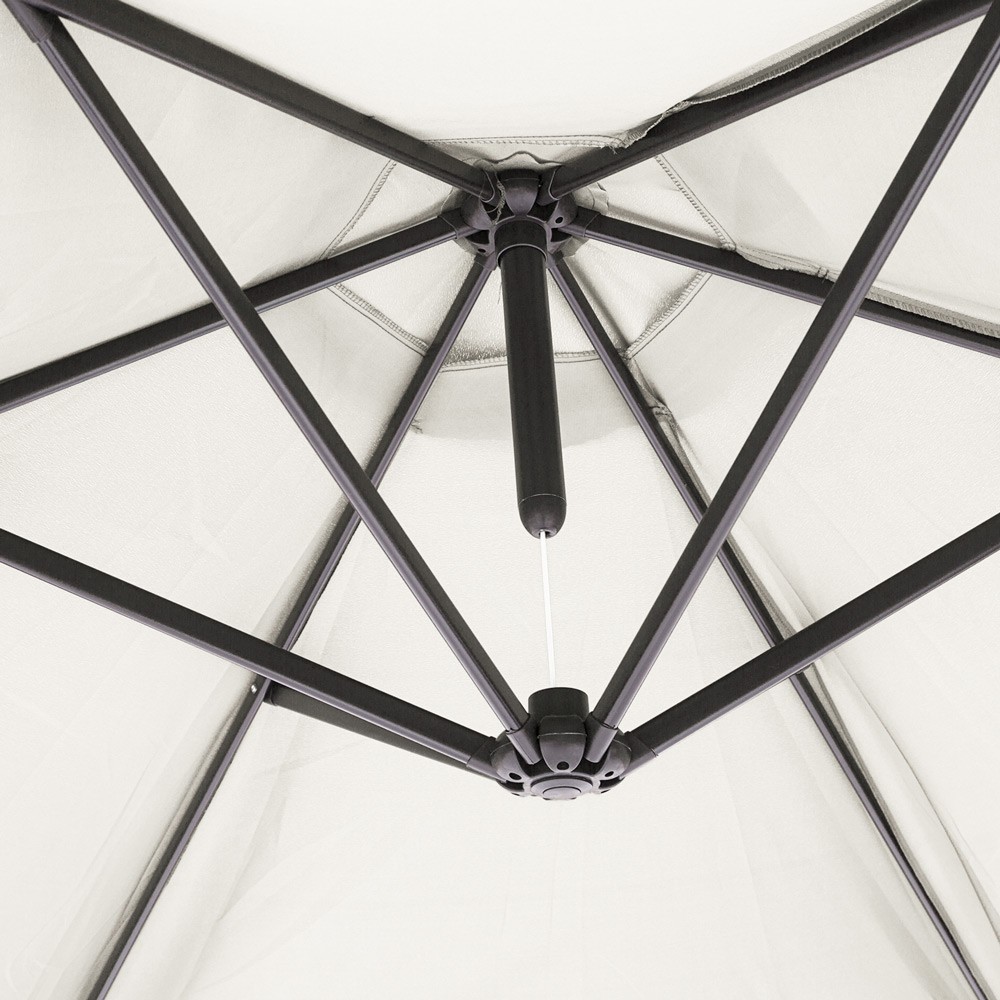 Umbrela de soare cu suport si manivela, Aluminiu, Crem, 300 cm 300 pret redus imagine 2022 4