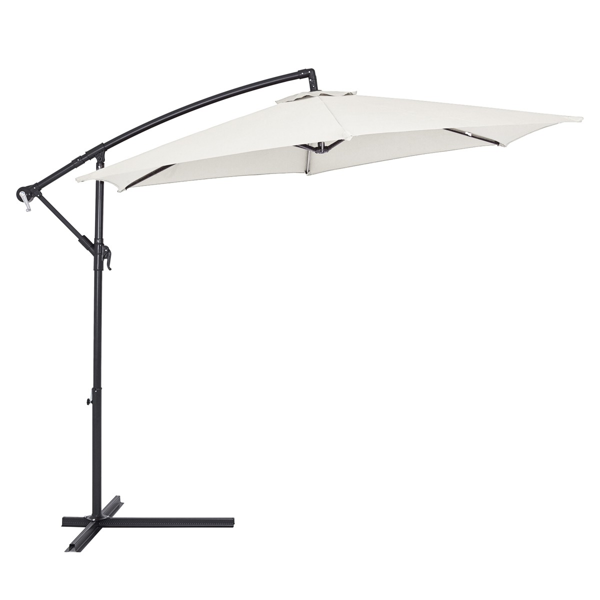 Umbrela de soare cu suport si manivela, Aluminiu, Crem, 300 cm 300 pret redus imagine 2022 13