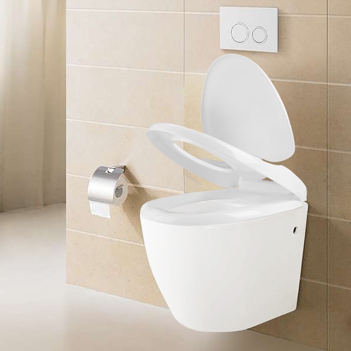 Scaun-capac toaleta Family cu mecanism de coborare automata, Alb accesorii pret redus imagine 2022 8