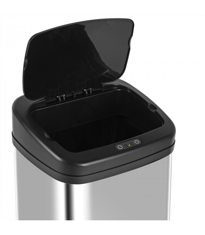 Cos de gunoi cu senzor, Patrat, Otel inoxidabil, 50 litri