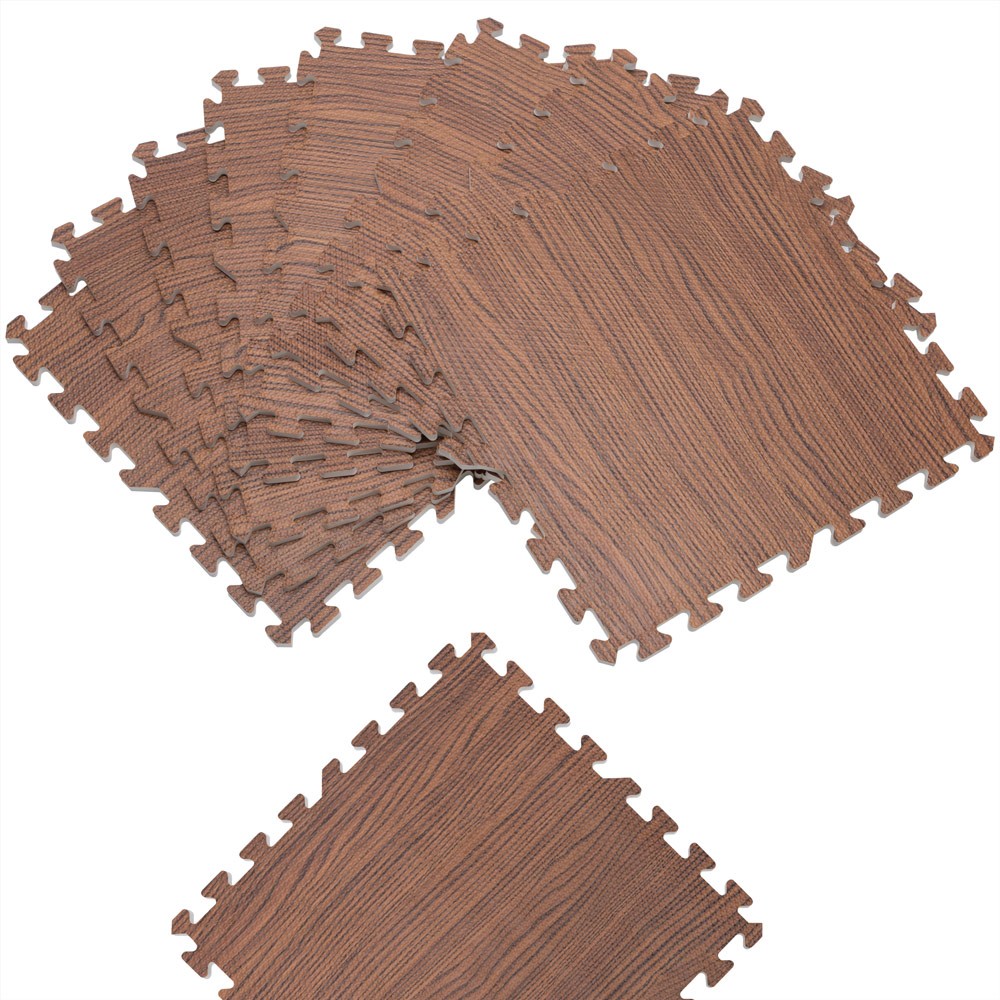Covor pentru protectie pardoseala, Puzzle, 8 bucati, Aspect lemn maro familio.ro