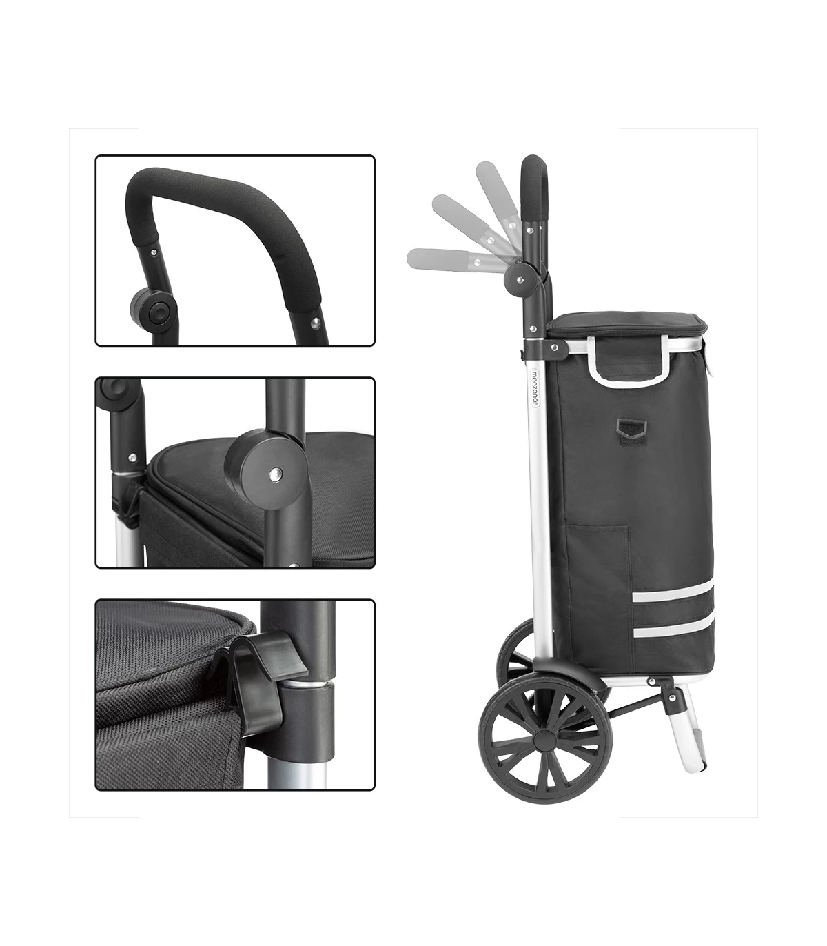 Carucior Cumparaturi Cu Compartiment Geanta Frigorifica Pliabil 35 L