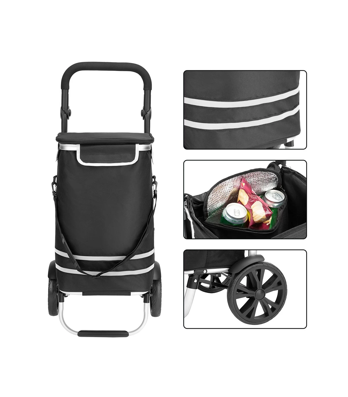 Carucior Cumparaturi Cu Compartiment Geanta Frigorifica Pliabil 35 L