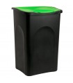 Cos gunoi cu capac, Plastic, Negru / verde, 50 litri