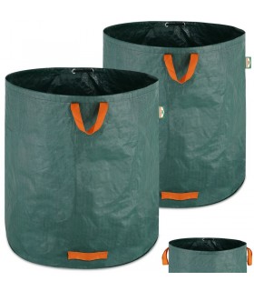 Set 2x saci deseuri de gradina, 500 litri, 4 manere, Pliabil