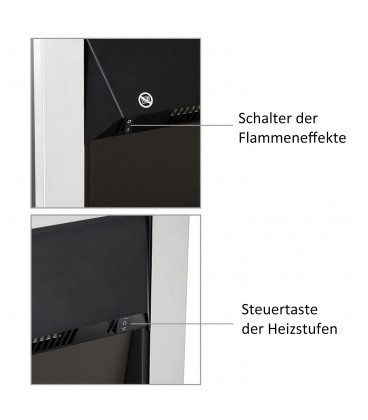 Semineu electric, 1000/2000 W, Argintiu