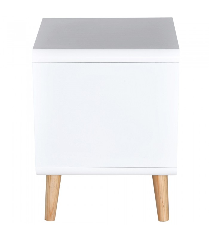 Noptiera, MDF, Alb lucios+gri+natur