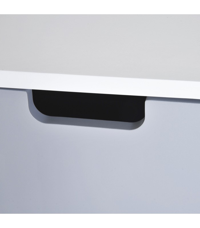 Noptiera, MDF, Alb lucios+gri+natur