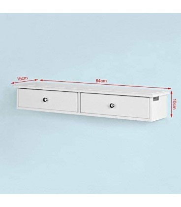 Raft perete cu 2 sertare, MDF, Alb