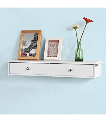 Raft perete cu 2 sertare, MDF, Alb