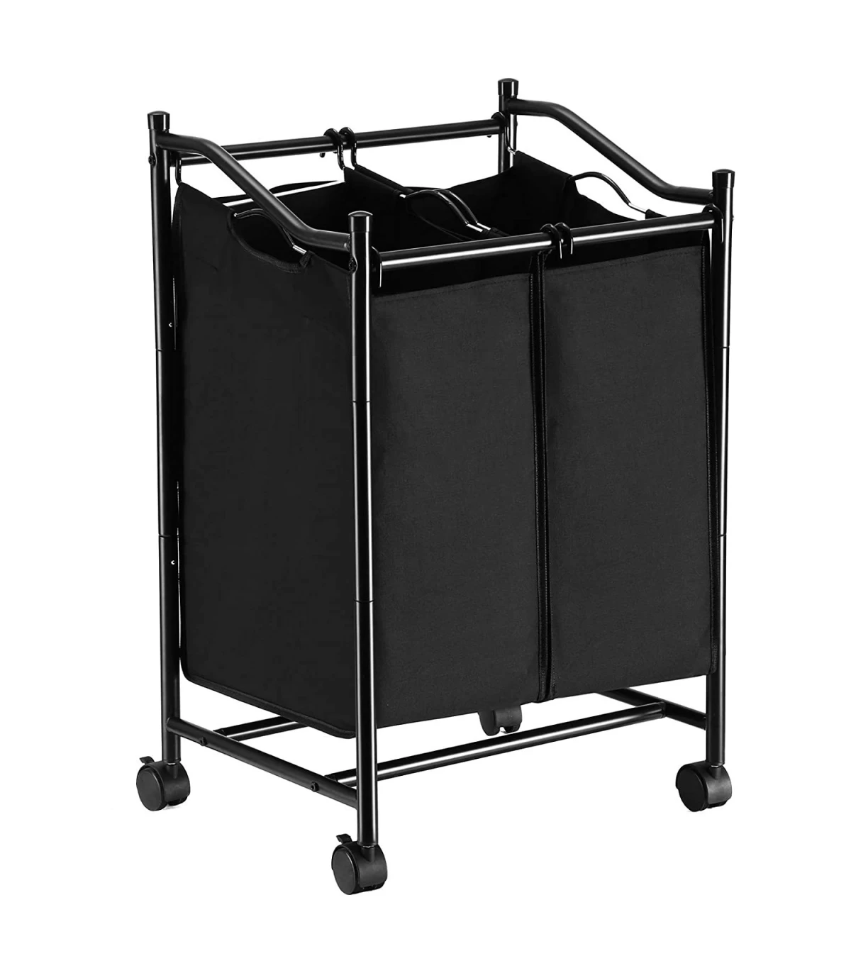 Cos pentru rufe cu 3 compartimente, Negru, 3 x 44 L