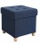 Taburet tapitat cu spatiu depozitare si picioare din lemn masiv, Pliabil, Bleumarin, 38x38x40 cm