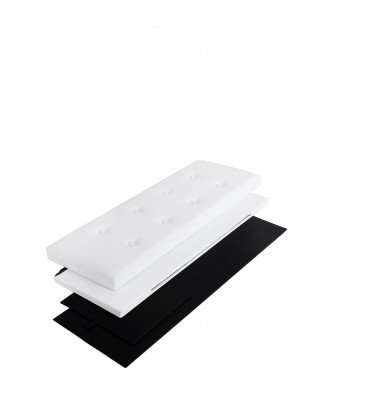Banca cu spatiu depozitare, 120 L, Pliabil, Piele sintetica, Alb, 110x38x38 cm