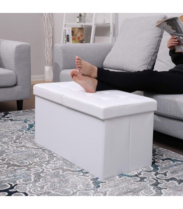 Banca cu spatiu depozitare, 80 L, Pliabil, Alb, 76x38x38 cm