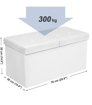 Banca cu spatiu depozitare, 80 L, Pliabil, Alb, 76x38x38 cm