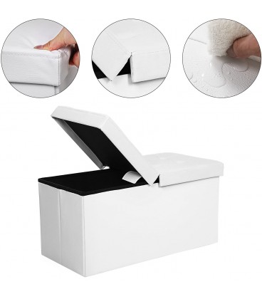 Banca cu spatiu depozitare, 80 L, Pliabil, Alb, 76x38x38 cm