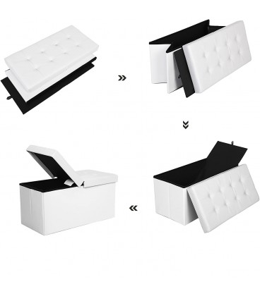 Banca cu spatiu depozitare, 80 L, Pliabil, Alb, 76x38x38 cm