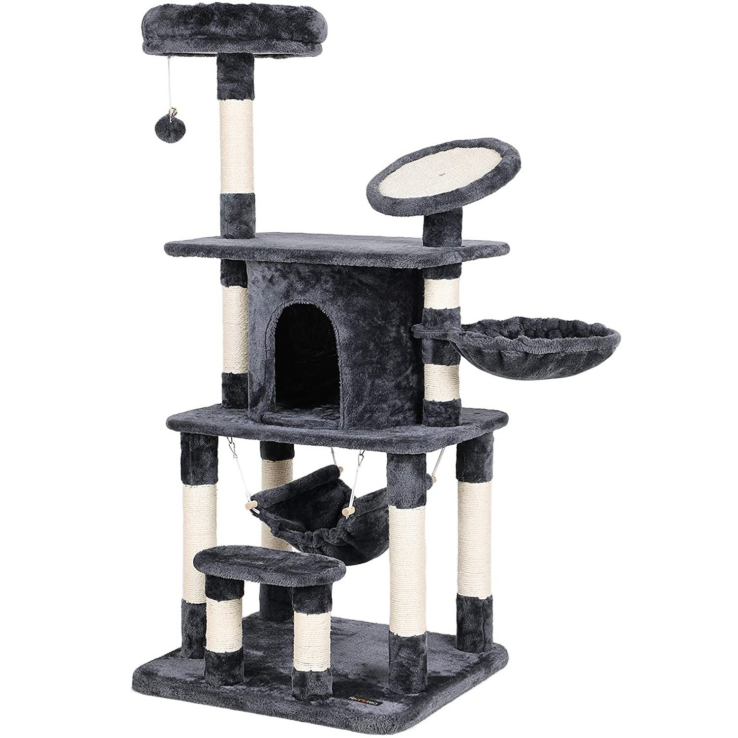 Ansamblu de joaca pentru pisici, Gri inchis, H 145 cm 145