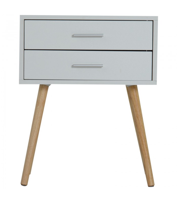 Noptiera cu 2 sertare, Gri+natur, 48x40x60 cm