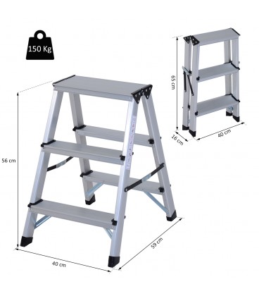 Scara aluminiu 3 trepte, 81x42x72 cm