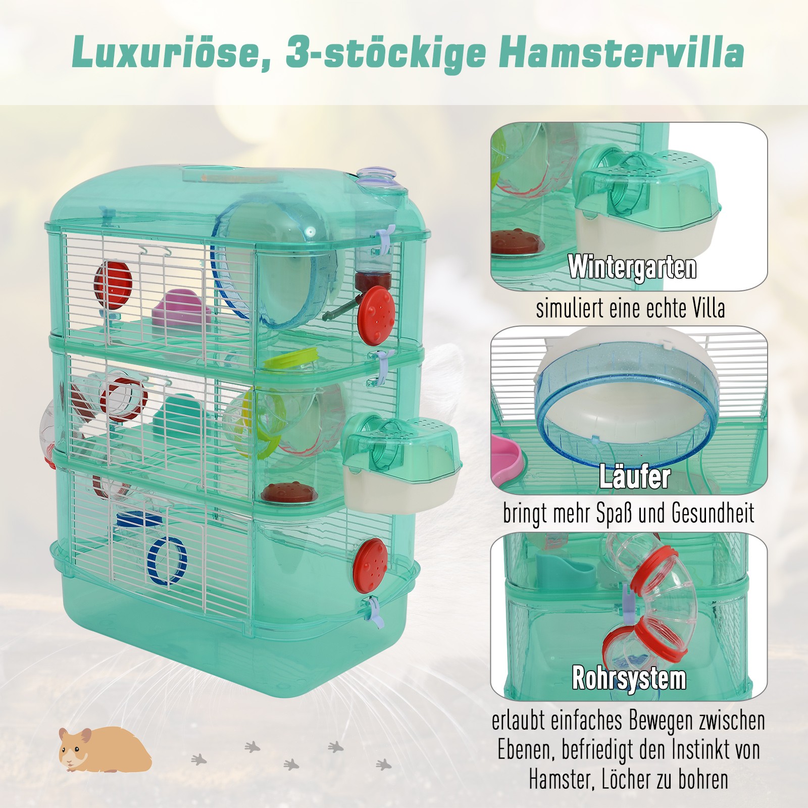 Cusca animale mici-hamsteri cu accesorii Verde accesorii pret redus imagine 2022 5