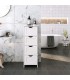 Dulap baie ingust cu 4 sertare pentru living/dormitor/hol, Adanc si spatios, Alb, 30 x 30 x 82 cm