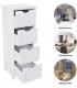 Dulap baie ingust cu 4 sertare pentru living/dormitor/hol, Adanc si spatios, Alb, 30 x 30 x 82 cm