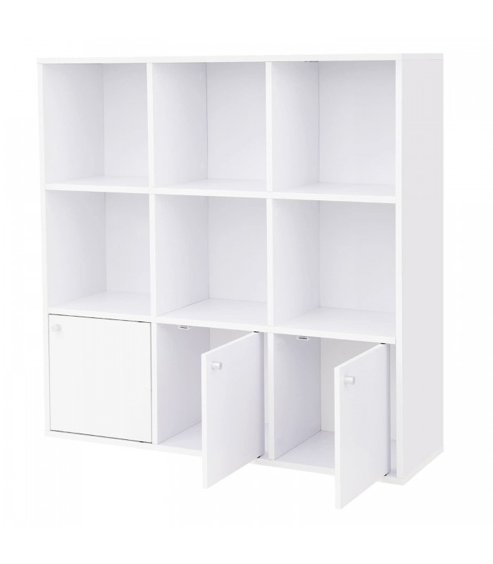 Biblioteca/Raft depozitare cu 3 usi pentru locuinta/birou, Alb