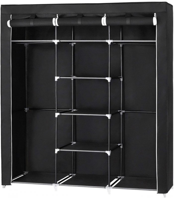 Dulap haine, Stofa, Negru, 175 x 150 x 45 cm