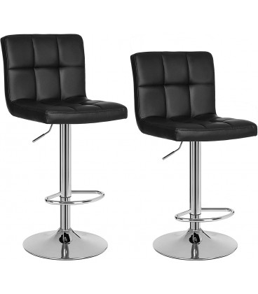 Set 2 scaune bar, Inaltime spatar reglabila, Negru