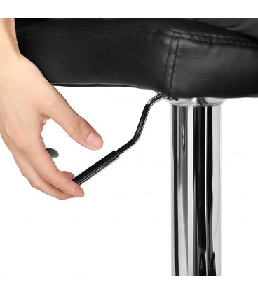 Set 2 scaune bar, Inaltime spatar reglabila, Negru